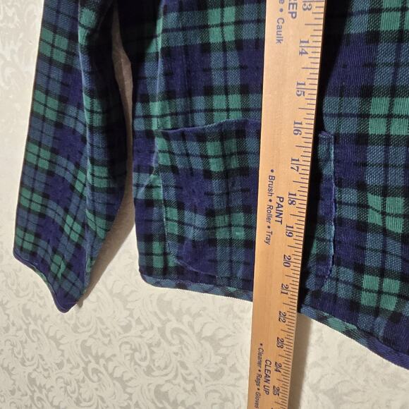 VTG Black Watch Tartan Plaid 100% Cotton Corduroy Jacket sz L Blue Green Preppy - Picture 11 of 13
